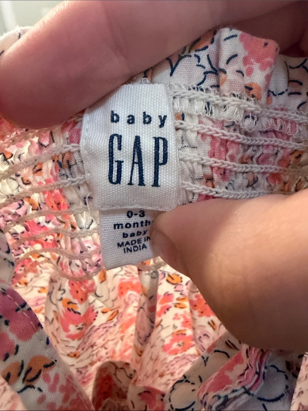 GAP Pink Floral Smocked Baby Romper